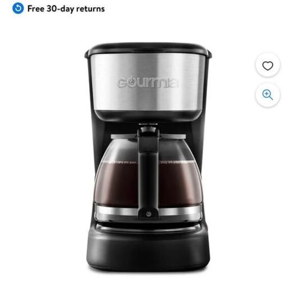 New Gourmia 5 Cup One-Touch Switch Coffee Maker with Auto Keep Warm Black - Picture 3 of 3